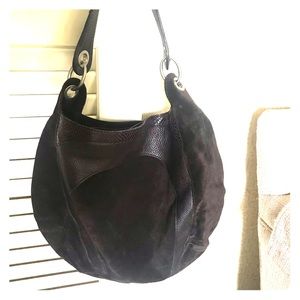 Dark Brown Leather Suede hobo bag
